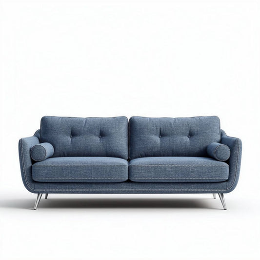 Blauw stoffen bank met kussens 180 x 90 x 80cm voor woonkamer inrichting