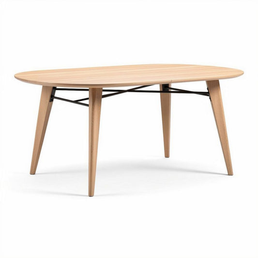 Eettafel van hout met metalen frame 120 x 80 x 75cm natuurkleurig