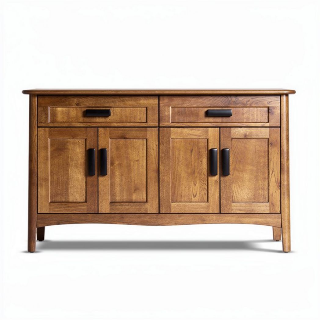 Houten kast met twee deuren en twee lades afmetingen 120 x 40 x 75cm