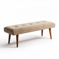 Bank van textiel in beige met houten poten 120 x 40 x 45cm