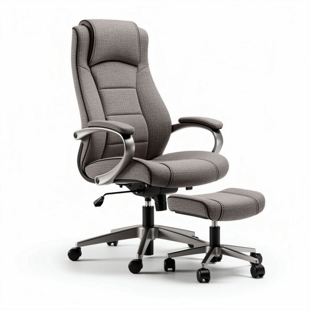 Ergonomische bureaustoel met voetensteun en gestoffeerde bekleding grijs 100 x 60 x 120cm