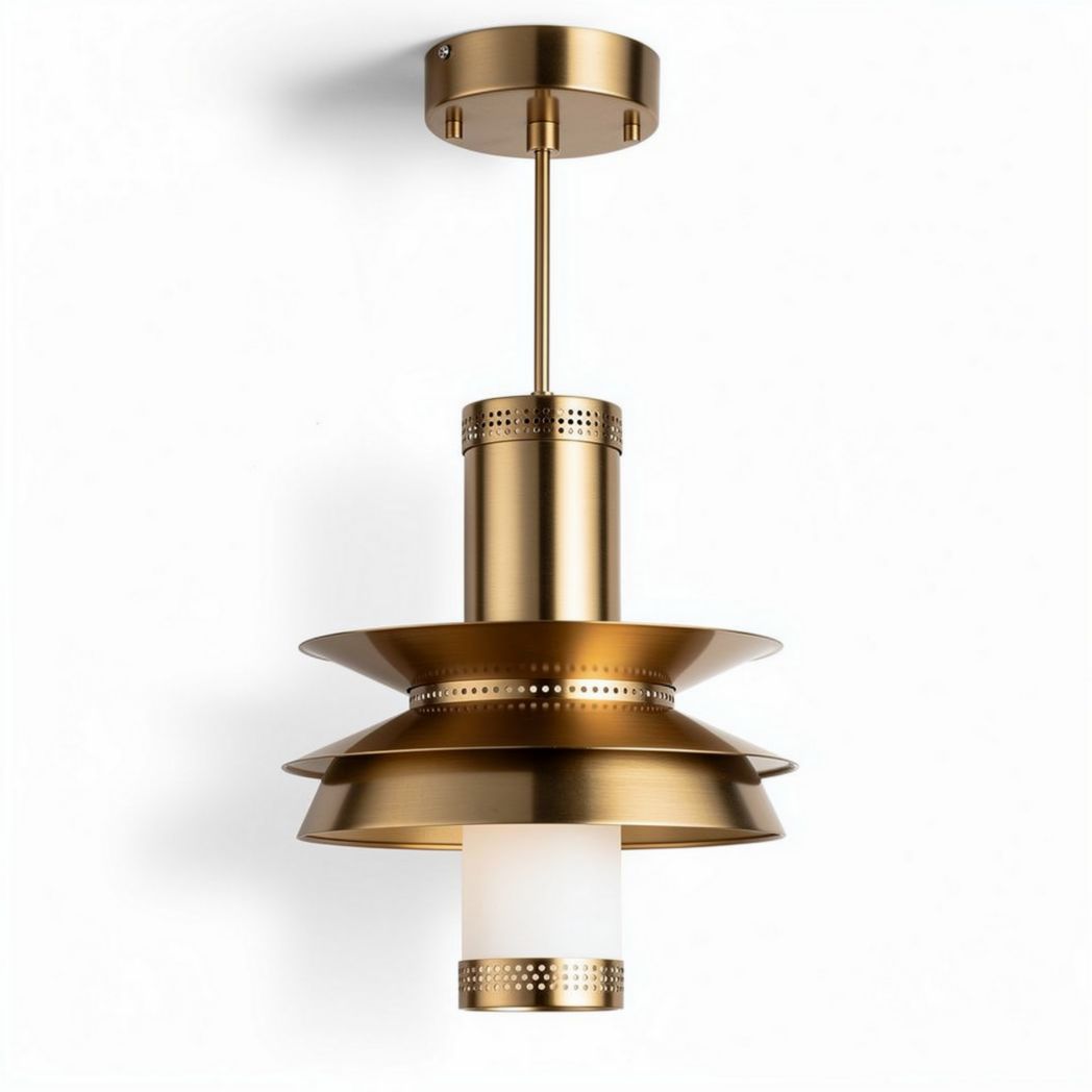 Hanglamp van goud kleurig met glazen lampenkap voor binnengebruik 25 x 25 x 45cm