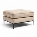 Verstelbare poef van stof met metalen onderstel 80 x 80 x 40cm beige